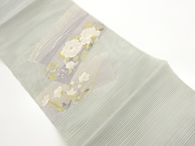 JAPANESE KIMONO / FLORAL PATTERN WOVEN EMBROIDERY NAGOYA OBI 